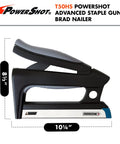 Pro Level Hard Core 2 In 1 Staple And Nailer Combo For Wood Upholstery And Furniture Repairs side view with dimensions 8.5" tall and 10.25" long.