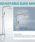 Outdoor Shower Kit With 8 Inch Rainfall Head, Handheld Sprayer, Exposed Shower Pipe, Two Handle Faucet, Adjustable Height shown