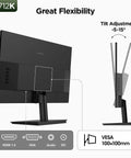 Rear view of 27 Inch Dope Gaming Monitor With 144Hz VA Panel, showcasing tilt adjustment and VESA mount compatibility.