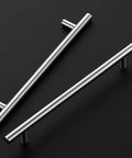 Brushed Nickel Cabinet Handles 10 Pack, Seven And One Half Inch Center To Center on black background.