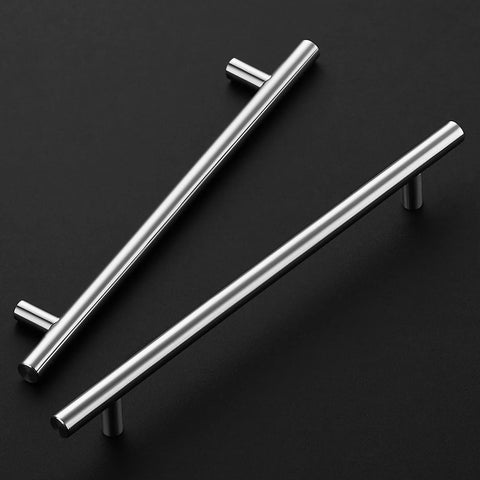 Brushed Nickel Cabinet Handles 10 Pack, Seven And One Half Inch Center To Center on black background.