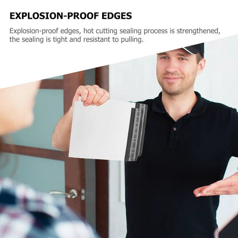 Man presenting Bulk Pack Water Resistant Self Sealing Shipping Bags 25x30cm Plastic Courier Mailers Packing Envelopes