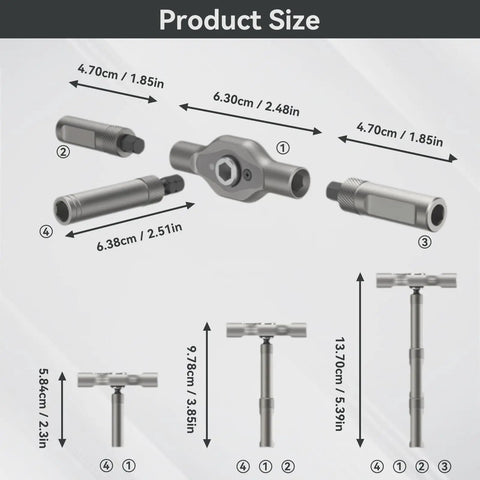 Dimensions of the 24 In 1 Magnetic Ratchet Screwdriver Set With Case And Detachable T Handle, Mini Precision Bit Kit components.
