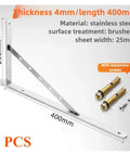 Heavy Duty Stainless Steel Corner Shelf Brackets Wall Mounted L Shape Triangle Supports Built Rock Solid Rust Resistant Hardware For Kitchen Storage Home Decor Bulletproof 2 Piece Pack, 400mm length, 250mm height.