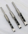 Pro Grade Three Piece Woodworking Square Hole Drill Bit Set With Mortising Chisels And Countersink Bits, High Carbon Steel