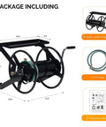 Package contents including Garden Hose Reel Wall Mounted With 175 Ft Capacity For Three Quarter Inch Hose and manual.