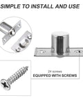 4 Pack Heavy Duty Stainless Steel Door Ball Catch Strikes With Secure Closure Silver Finish For Cabinet Closet And Van Camper Doors Rust Proof And Durable Latch Hardware For Home Improvement Projects with screws for installation.