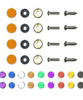 Orange License Plate Screws Set Of Four Stainless Steel Fasteners For Front Or Rear Plates On Cars Trucks And SUVs Rustproof Self Tapping M6 Aluminum Caps With Washers For Dry Or Wet Weather Easy Install No Fuss