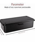 Small Metal Tool Box With Latch Portable Mini Steel Toolbox With Lid For Tools Car Workshop And Crafts 7.9 Inch Black