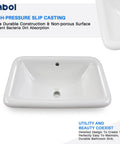 22 Inch By 15 Inch Drop In Ceramic Bathroom Sink White Rectangle Vessel Style With Overflow No Fuss Easy Clean Semi Recessed Mount Vitreous China Smooth Glazed Finish