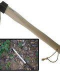 Carbon Steel Hand Mattock Pick For Gardening And Farming with wooden handle and forged blade, shown with soil and plants.