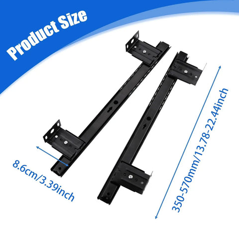 Under Desk Keyboard Tray Slide Rail Pull Out Drawer For Heavy Duty Steel Glide, Smooth Quiet Extension, Fits 27mm Desks, Black