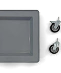 Top view of Glass Rack Dolly For Dish And Glass Racks, Heavy Duty Mobile Transport Cart with 4-inch wheels, light gray.