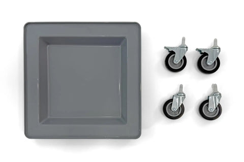 Top view of Glass Rack Dolly For Dish And Glass Racks, Heavy Duty Mobile Transport Cart with 4-inch wheels, light gray.