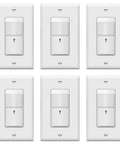 Set of 6 Motion Sensor Light Switch With PIR Detection, Auto On Off For Occupancy Or Vacancy, No Neutral Required, 150W Dimmable LED, White