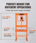 Heavy Duty 6 Ton H-Frame Hydraulic Shop Press For Garage Use Adjustable Strength with height adjustments for auto repair.