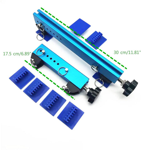 Auto Body Dent Removal Kit With Expander Pull Tabs Hand Tool Set for Sheet Metal Repair, blue alloy parts with dimensions shown
