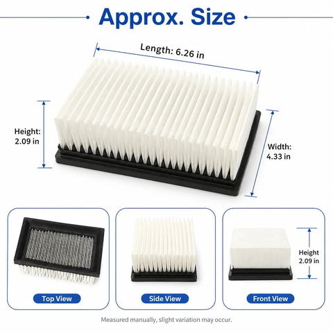 Premium Vacuum Fan Filter Replacement Dead On Fit For Tennant 5680 5700 Floor Scrubber, dimensions shown in multiple views.
