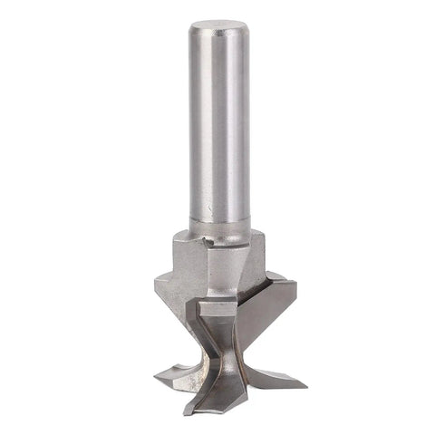 Solid Wood Tongue And Groove Router Bit With 3 Flutes For Perfect Cabinet Making Cuts featuring a metallic design and durable shank.