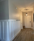 Dope Industrial Farmhouse 3 Light Pendant Fixture In Black And Gold, Rectangular Metal Cage Hanging in Hallway