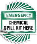 Heavy Duty Funny Chemical Spill Kit Vinyl Car Stickers 10 Pack completely waterproof vinyl decals showcasing emergency signs.