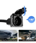 7 Pin Trailer Wiring Harness Socket Extension Power Cable For Safe Power Transmission In Campers, RVs, Trucks, And Cars, Easy Plug Connector, Durable Automotive Trailer Cable For Camping, Freight, Exhibitions, And Daily Driving, 90° cap open