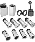 5C Collet Block Set For Milling Machines And Lathes, Tool Steel 5C Square Hex Chuck Block With Eight Collets, Hardened