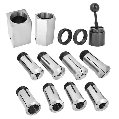 5C Collet Block Set For Milling Machines And Lathes, Tool Steel 5C Square Hex Chuck Block With Eight Collets, Hardened