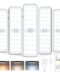 Five Pack 6 Inch Wireless Under Cabinet Lights Rechargeable LED Motion Sensor Lights With 3 CCT Dimmable Stick On Magnetic
