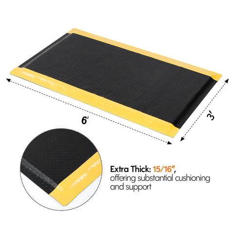 Heavy Duty Anti Fatigue Mat 3 Ft By 6 Ft Diamond Plate Ergonomic Standing Floor Mat with memory foam for shops and kitchens