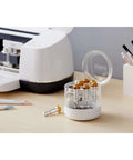 Cricut Engraving Tip + QuickSwap Housing: carbide steel engraving tips in a clear jar with white base; gold tops visible.