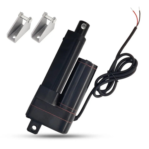 Beefed Up 12V Linear Actuator With 2 Inch Stroke, 660 Lbs 3000N Load, IP65 Waterproof, shown with mounting brackets