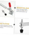 2 Pack Welding Toggle Clamps With Rubber Tip Quick Release Iron Clamps, shown with red handle and rubber tip, for woodworking.
