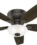 52 Inch Indoor Ceiling Fan With LED Light In Noble Bronze Low Profile Flush Mount Pull Chain 5 Blade Bronze Ceiling Fan For Bedroom Living Room Or Kitchen Energy Efficient Lighting No Remote