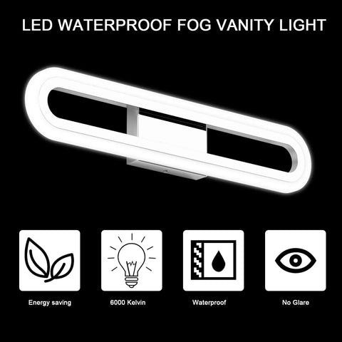 LED Bathroom Vanity Light Fixture In Chrome Stainless Steel With Acrylic Shades 23.62 Inch Modern Wall Mount Bath Lighting