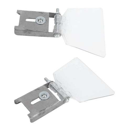 Pair Of Heavy Duty Bench Grinder Eyeshields Crafted With Top Shelf 304 Stainless Steel, clear glass shields with stainless steel mounts.
