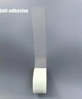 Fiberglass Drywall Repair Tape Self Adhesive Mesh, 2 Inch by 100 Ft Roll, shown unrolled with mesh texture and self-adhesive label.