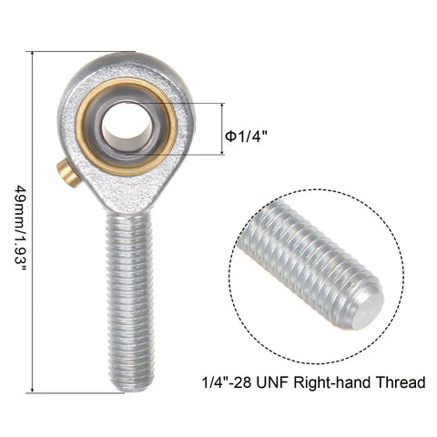 4 Pack POSB4 1/4 Inch Rod End Bearing With 1/4-28 UNF Right Hand Thread, Bearing Steel Ball Joint With Jam Nut, Heavy Duty Rod End Joint For Mechanical Linkages, 49mm size
