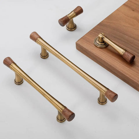 Six Pack Antique Brass Walnut Cabinet Pulls And Knobs Set For Kitchen Cabinets Dressers Wardrobes Cupboards And Drawers 3.78 Inch Hole