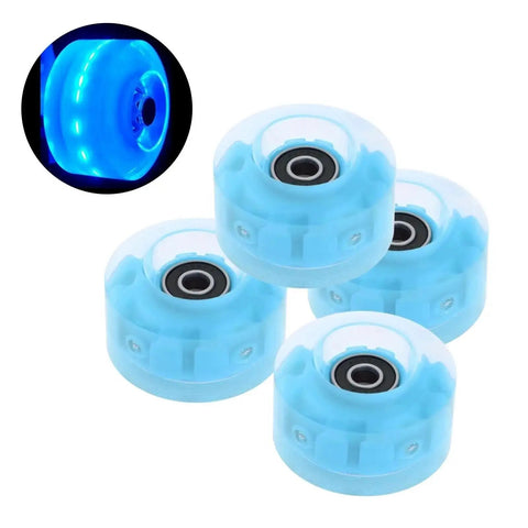 Quad Roller Skate Wheels 4 Pack With Light Up RGB Bearings for Double Row Skating Urethane Wheels