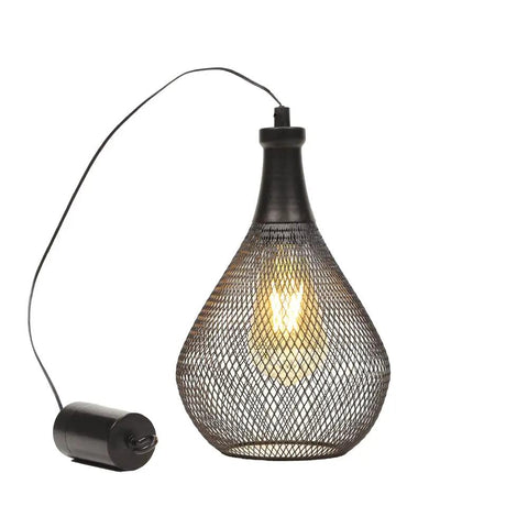 Teardrop Hanging Lamp Battery Operated Cordless Light For Indoor Outdoor Use Party Ready Patio Events With Edison Style Bulb And Copper Cage Frame For Warm Ambient Glow And Easy Mount Vibe