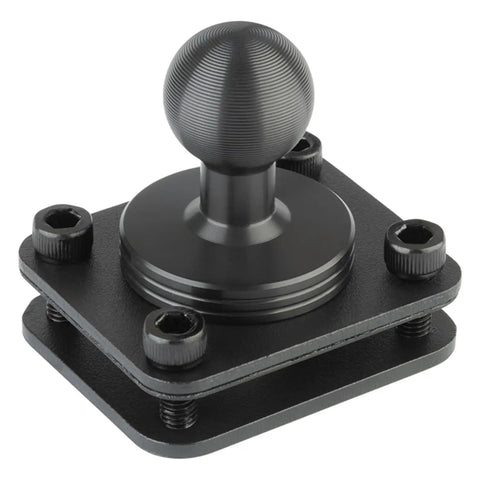 Beefy 4 Hole AMPS Base Mount with 20mm Ball, metal backing plate, vibration dampening pad, heavy-duty aluminum mounting bracket