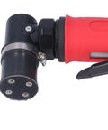 Heavy Duty Pneumatic Die Grinder Pulling Serious Power At 15000 Rpm showing red handle and attachment for spot milling and deburring.