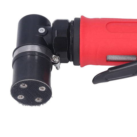 Heavy Duty Pneumatic Die Grinder Pulling Serious Power At 15000 Rpm showing red handle and attachment for spot milling and deburring.
