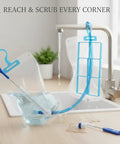 4-Piece Hydration Bladder Cleaning Brush Set for Water Reservoirs and Drinking Tubes in use at a sink