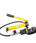 Heavy Duty Hydraulic Hose Crimping Machine Portable Crimper Tool Set for SC-16 and SC-22, yellow handle and black clamp design.