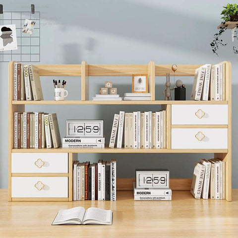Wooden shelf with books and decor featuring Four Leaf Clover Cabinet Knob Set 15 Pcs Zinc Alloy Pulls Gold Finish Clover Handles.