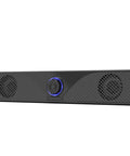 Desktop Monitor Soundbar With USB Powered Plug And Play Audio for Laptop and PC, featuring 3.5mm AUX volume knob, compact design