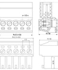 Technical diagram of 5-Pin 300V 8A KF2EDGK Pluggable Screw Terminal Block Connector, showing dimensions and design details for PCBs.