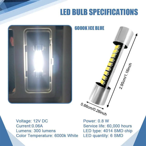Six Pack Festoon LED Car Bulbs 28Mm And 29Mm 6614F Ultra Bright 9 SMD 4014 Chips lighting specifications diagram